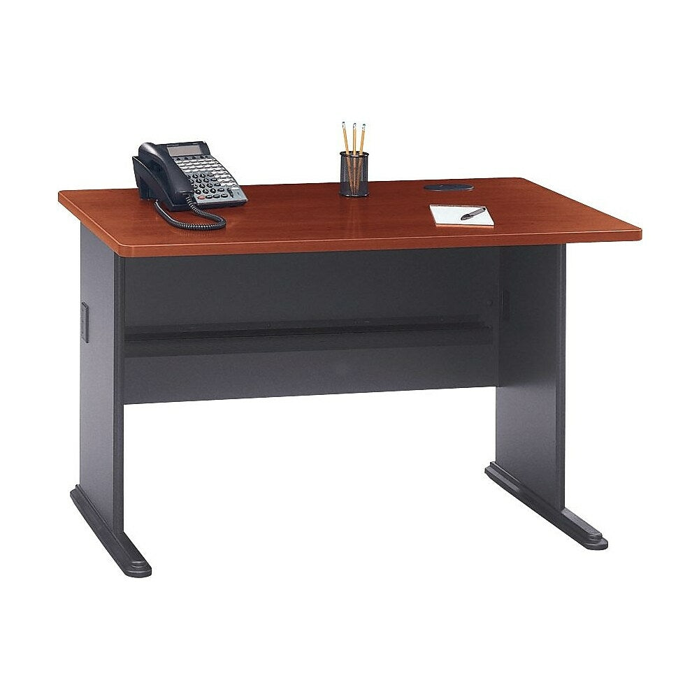 Image of Bush Business Furniture Cubix 48"W Desk, Hansen Cherry/Galaxy (WC90448A), Brown