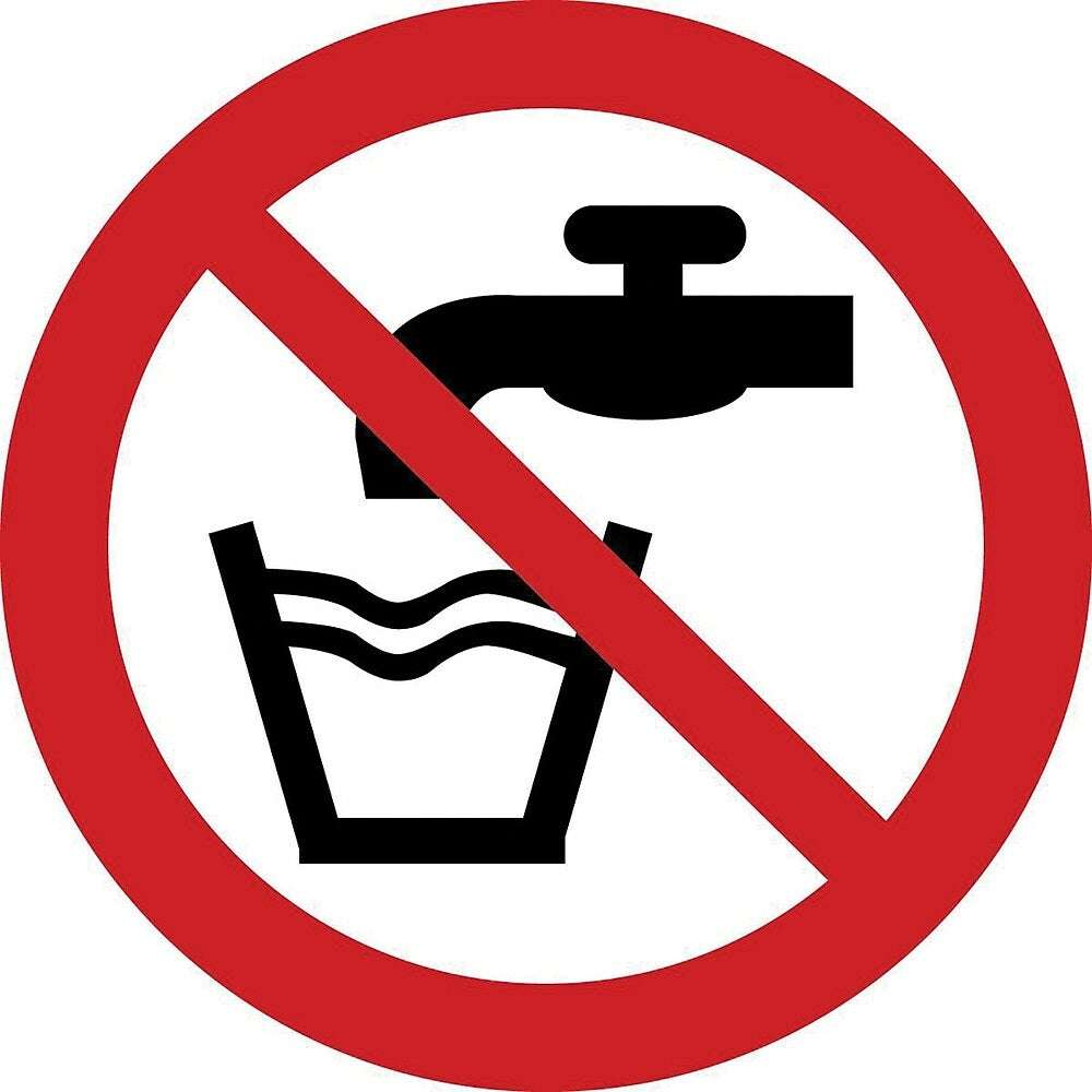 Image of ISO Safety Labels, Prohibition, Not Drinking Water, SAX349, Red