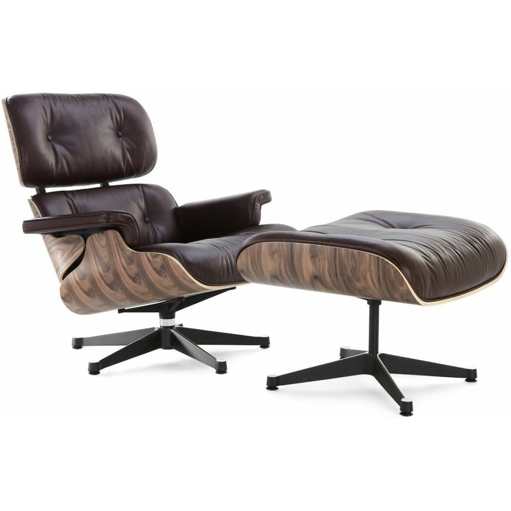 Image of Nicer Furniture Modern Classic Lounge Chair & Ottoman Set - Dark Brown/Rosewood