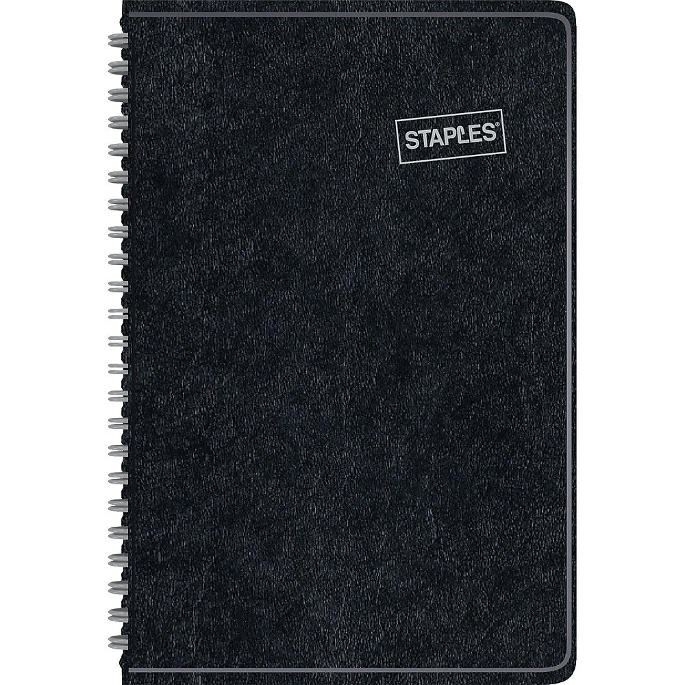 Image of Staples Undated Wirebound Weekly Planner - Black - 8" x 11" - Bilingual