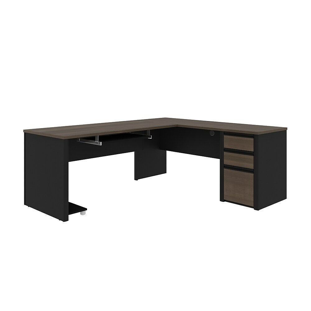 Image of Bestar Connexion L-Shaped Desk with Pedestal, Antigua & Black