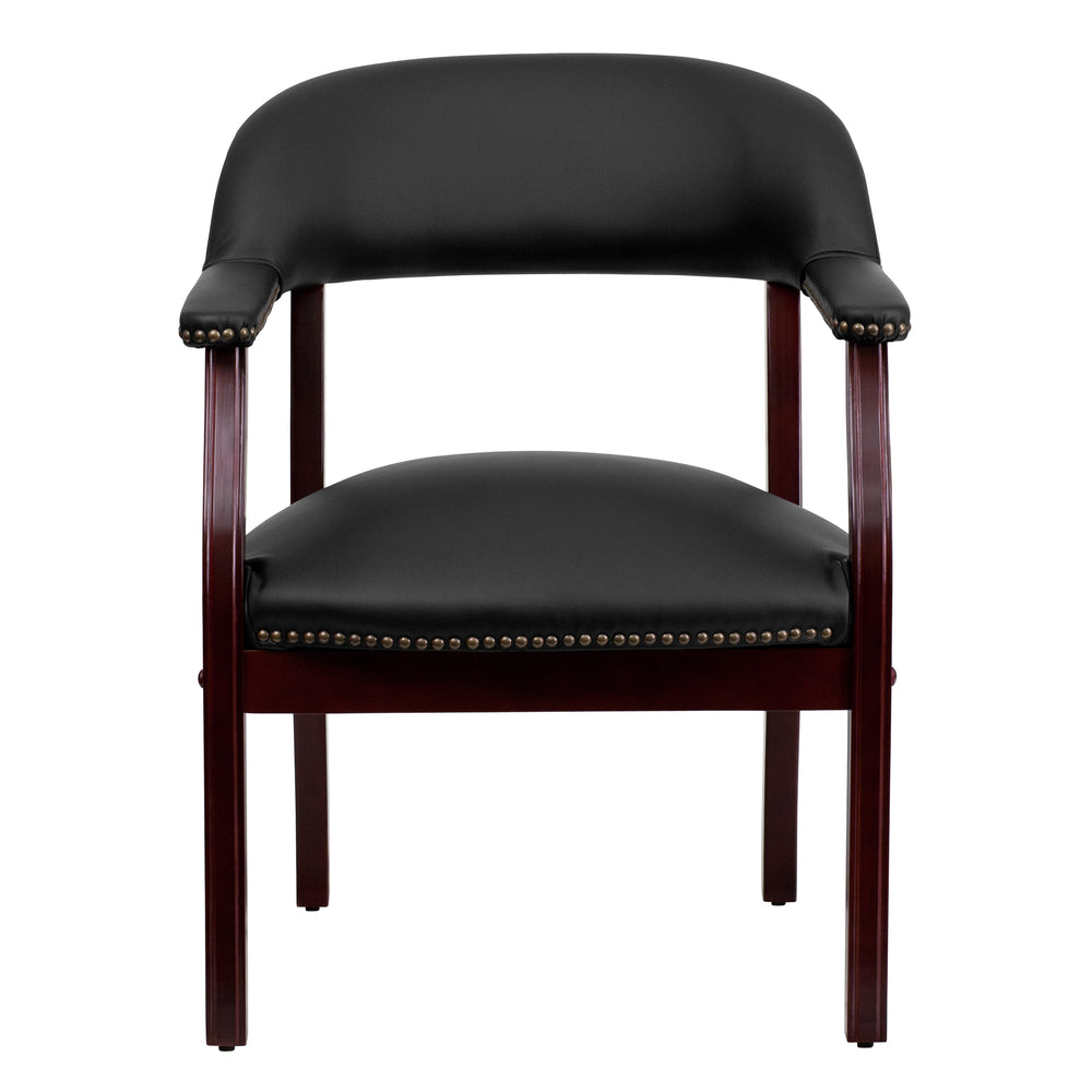 Image of Flash Furniture Black Top Grain Leather Conference Chair with Accent Nail Trim