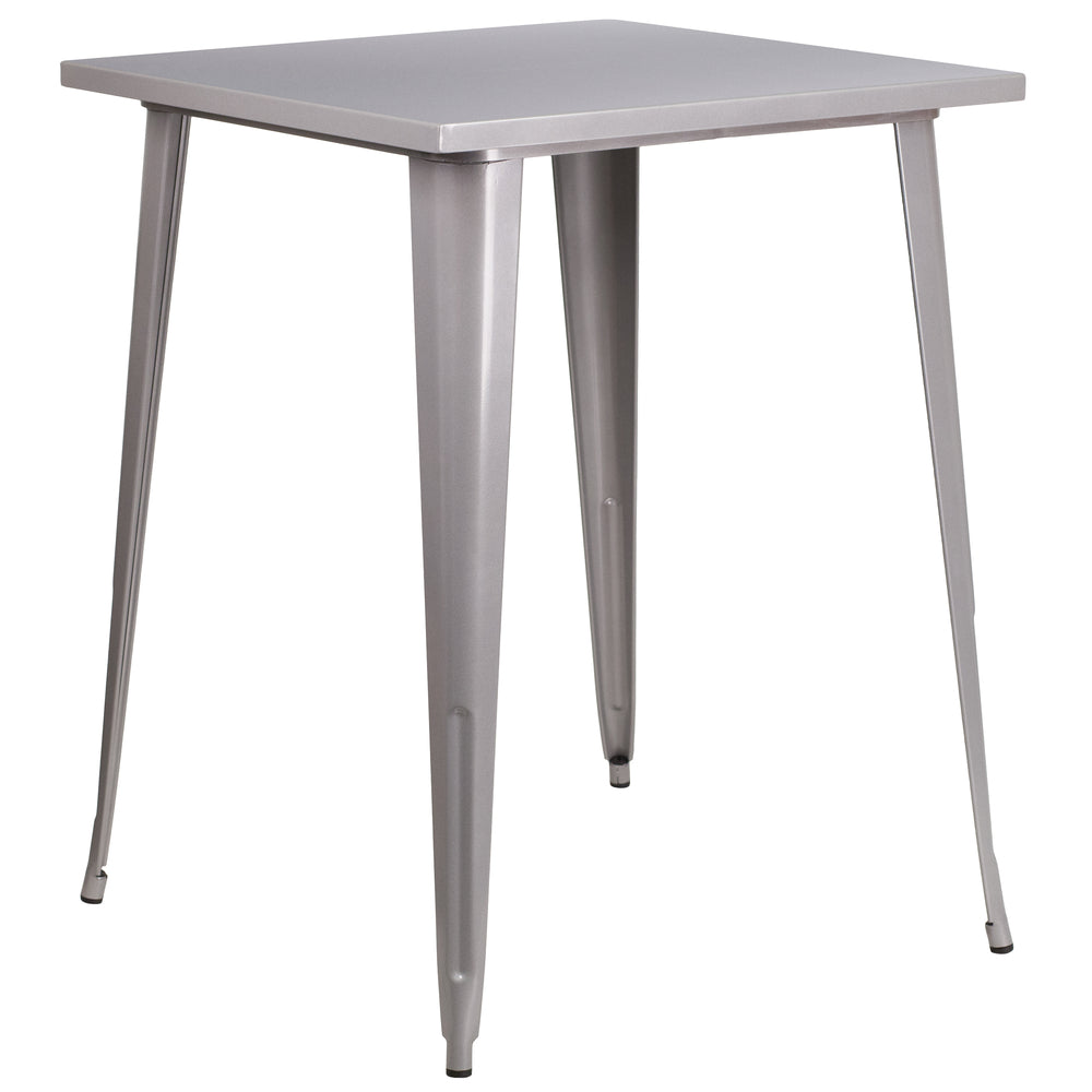 Image of Flash Furniture 31.5" Square Silver Metal Indoor-Outdoor Bar Height Table