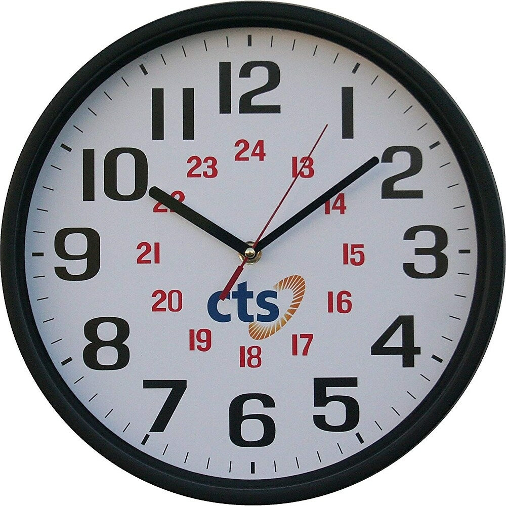 Image of 12" 24-Hour Wall Clock (Q1224), Black