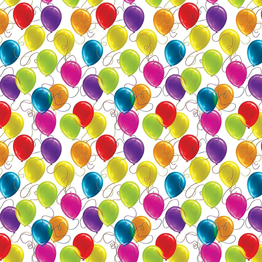 Image of Millbrook Studios Birthday Flat Wrap, Balloons, 12 Pack (57020)