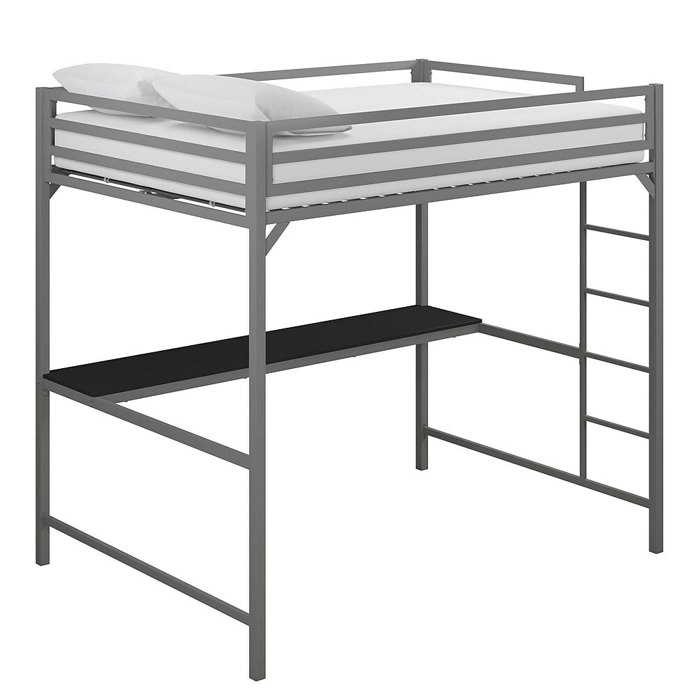 Image of DHP Miles Metal Full Loft Bed with Desk - Silver