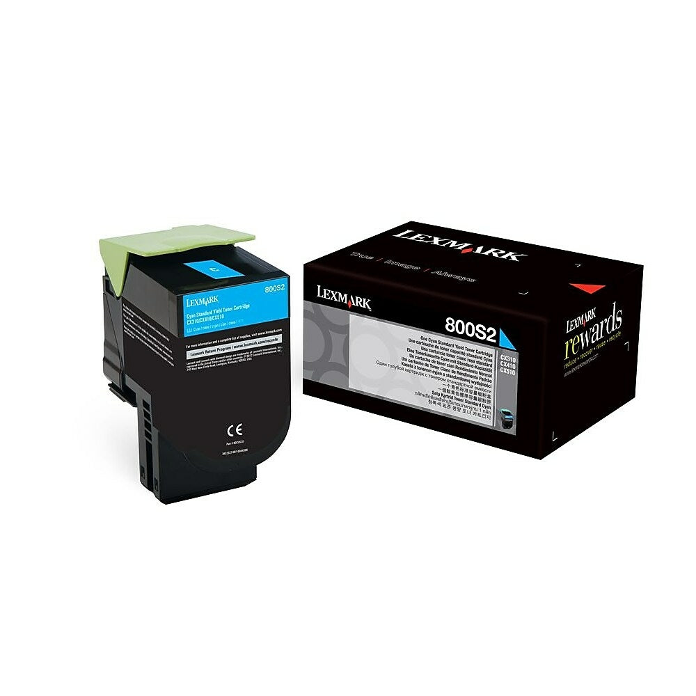 Image of Lexmark 800S2 Cyan Toner Cartridge, Standard Yield (80C0S20)