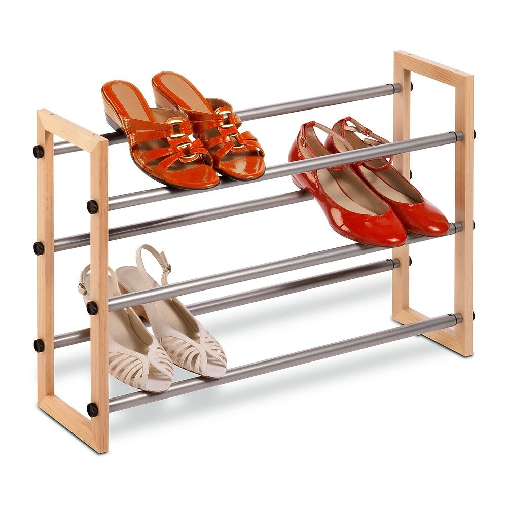 wood and metal shoe rack