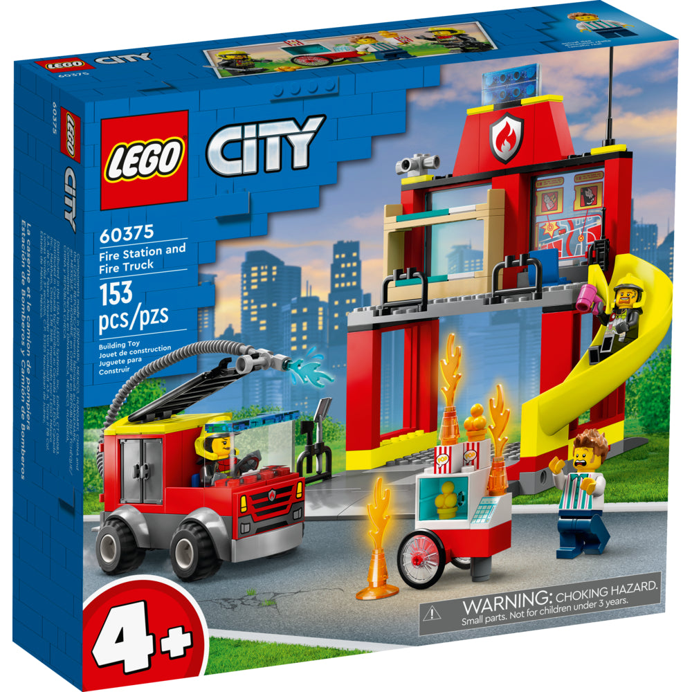 Image of LEGO City Fire Station and Fire Truck Playset - 153 Pieces
