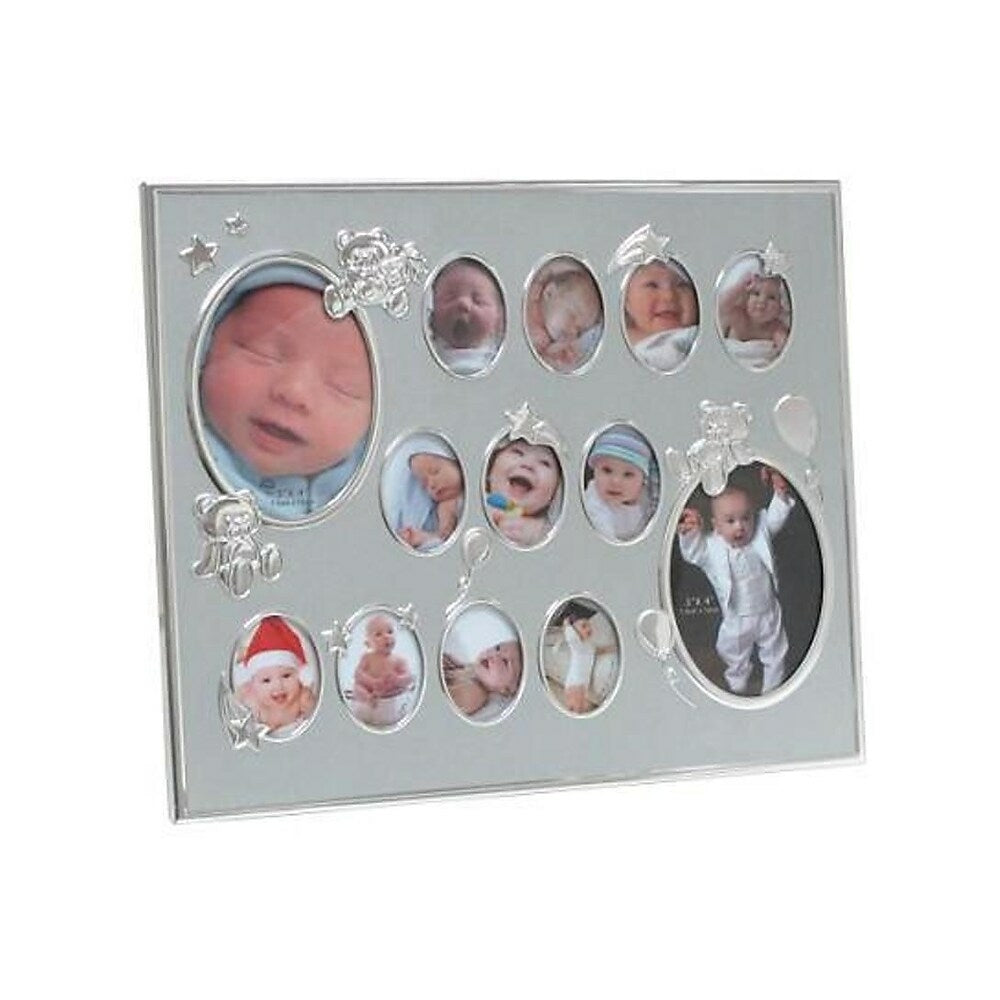 Image of Elegance Baby Collage Photo Frame, Silver Aluminium, Grey