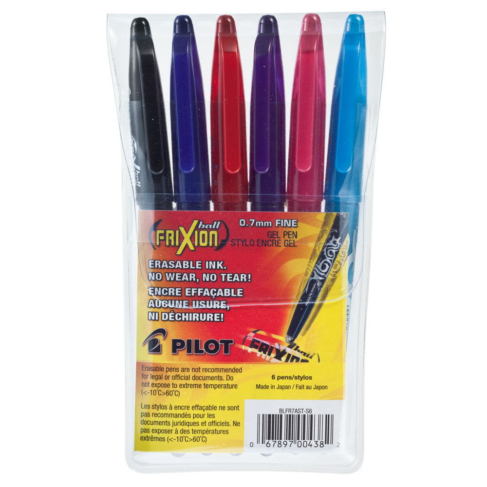 Image of Pilot Frixion Ball Erasable Gel Pens - 0.7mm - Assorted - 6 Pack