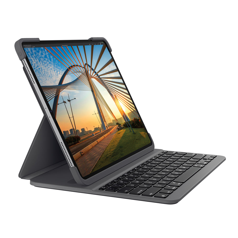 Image of Logitech Slim Folio ProBacklit Bluetooth Keyboard Case for iPad Pro 12.9-inch (3rd and 4th generation) - Graphite, Grey