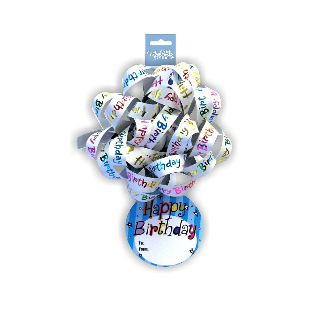 Image of Millbrook Studios Printed Happy Birthday 6" Confetti Bow With Tag, 12 Pack (76025)