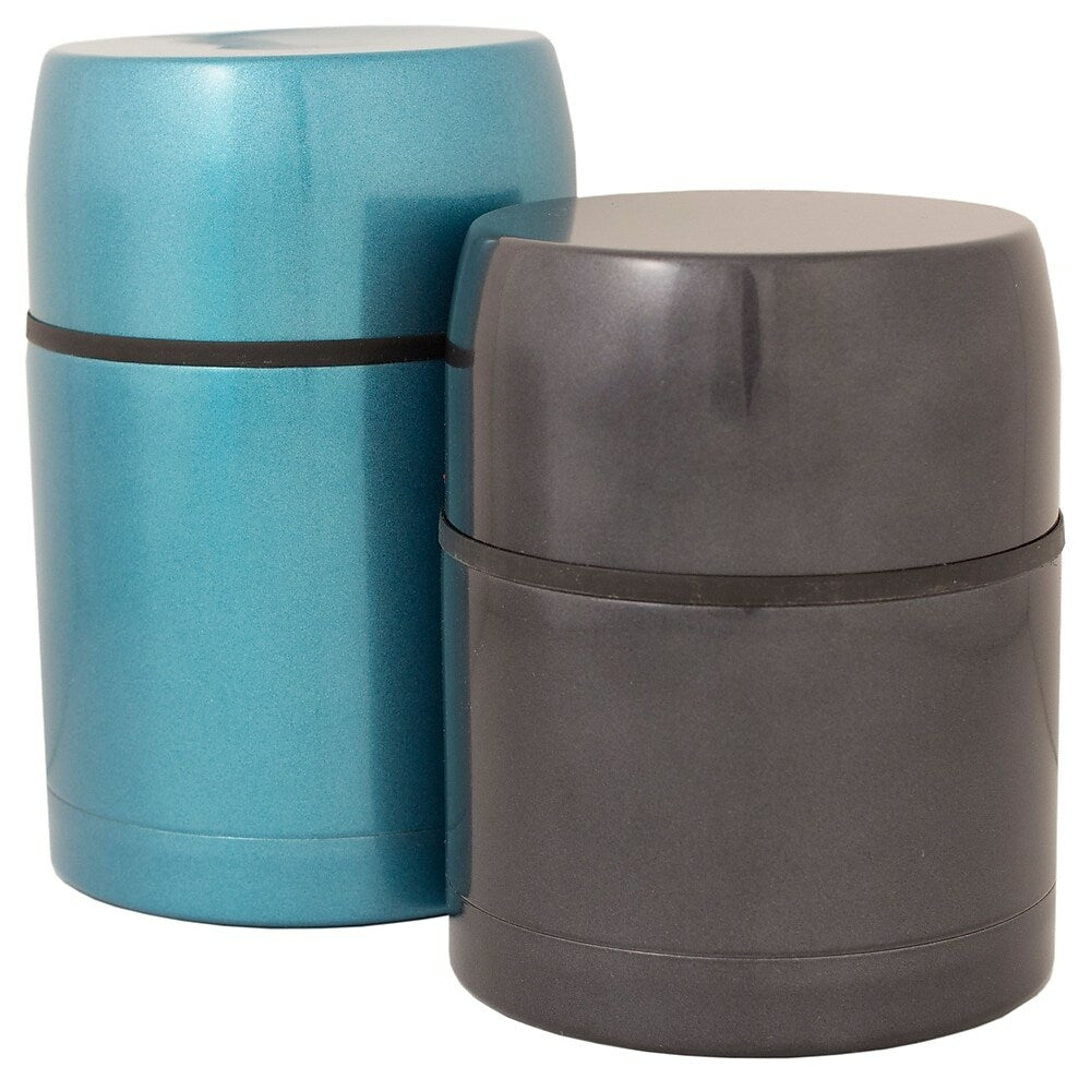 Image of Geo Stainless Steel Vacuum Flasks, Black & Blue, 2 Pack