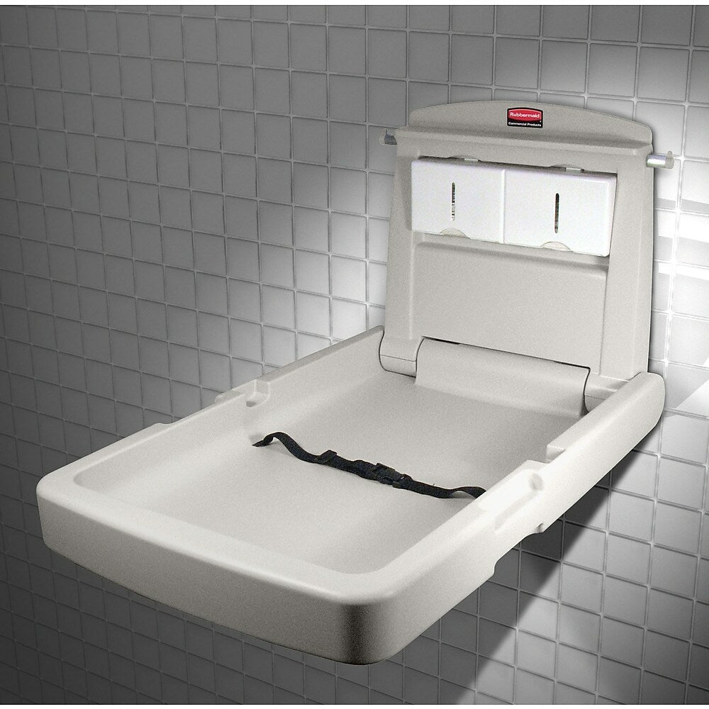 Image of Rubbermaid Vertical Baby Changing Station, 23" x 34.1" x 4" (FG781988LPLAT)