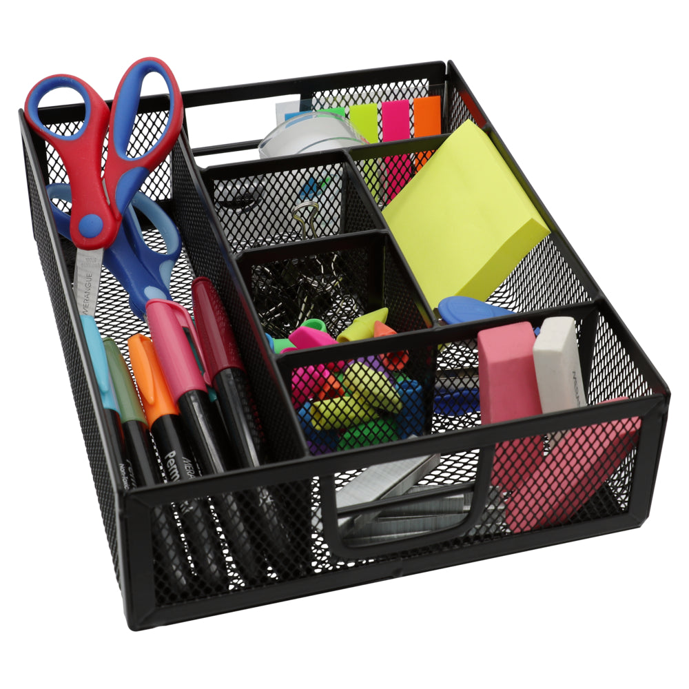 Image of Staples Metal Mesh Drawer Organizer - 6-Slot - Black