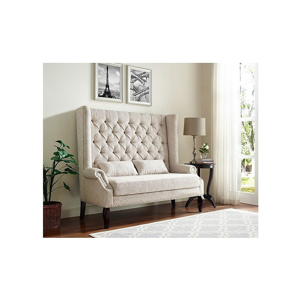 Image of Brassex Tufted Accent Love Seat, Grey (4942-GR)