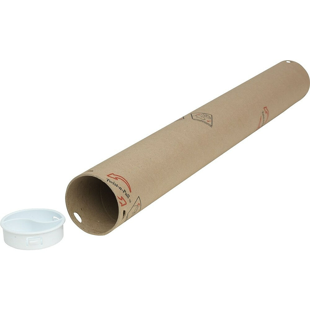 Image of Twist-n-Pull Mail Tubes - 2" x 18" - Kraft - 50 Pack