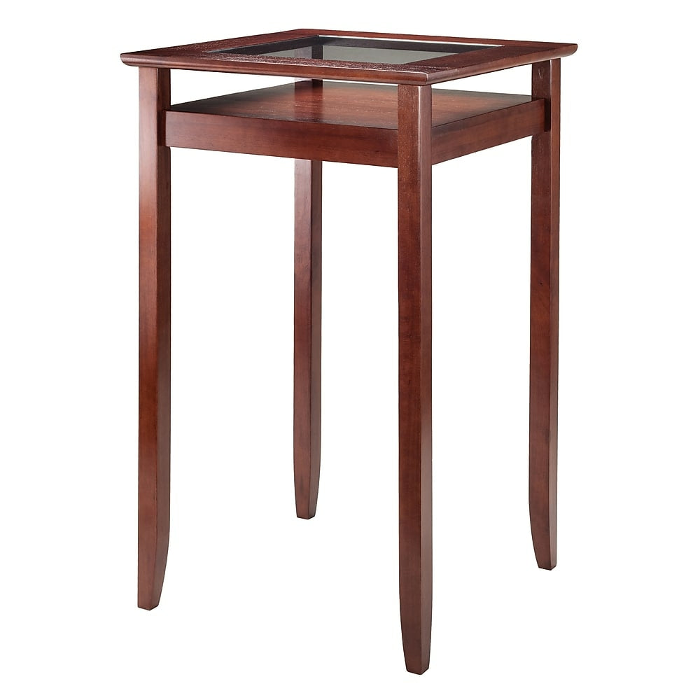 Image of Winsome Halo Pub Table with Glass Top, Walnut Finish, (94127), Brown
