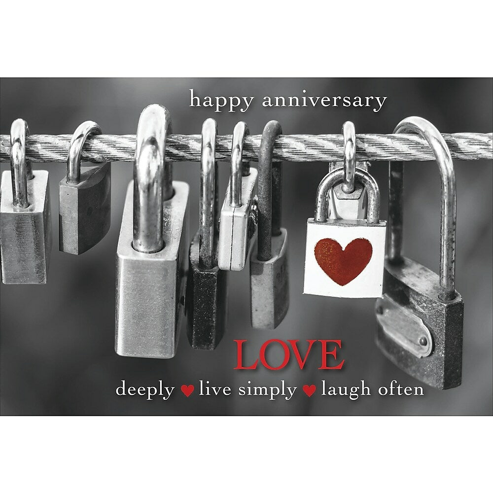 Image of Aline Greetings General Anniversary Card, Padlocks, happy anniversary, 18 Pack