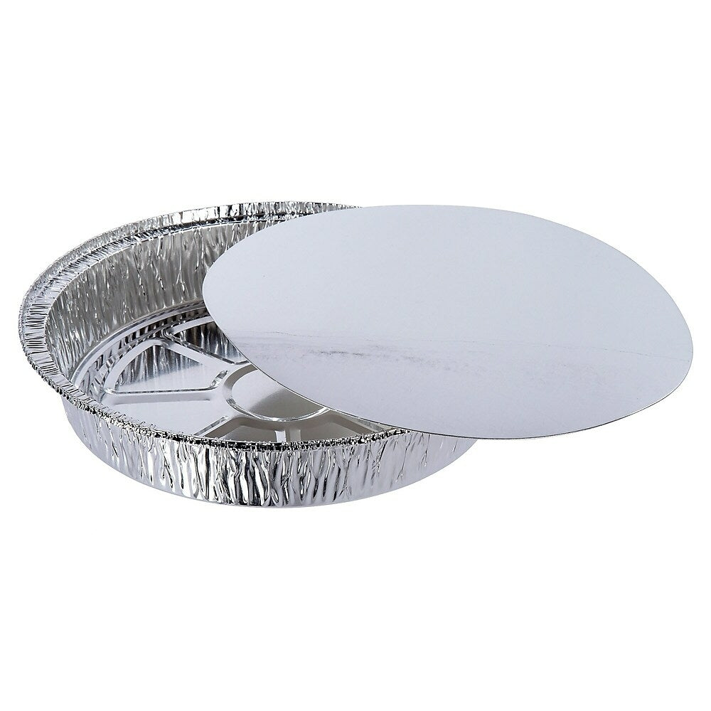 Image of Luciano Round Aluminum Foil Container, 9.25 x 1.75 inches, Silver, 24 Pieces