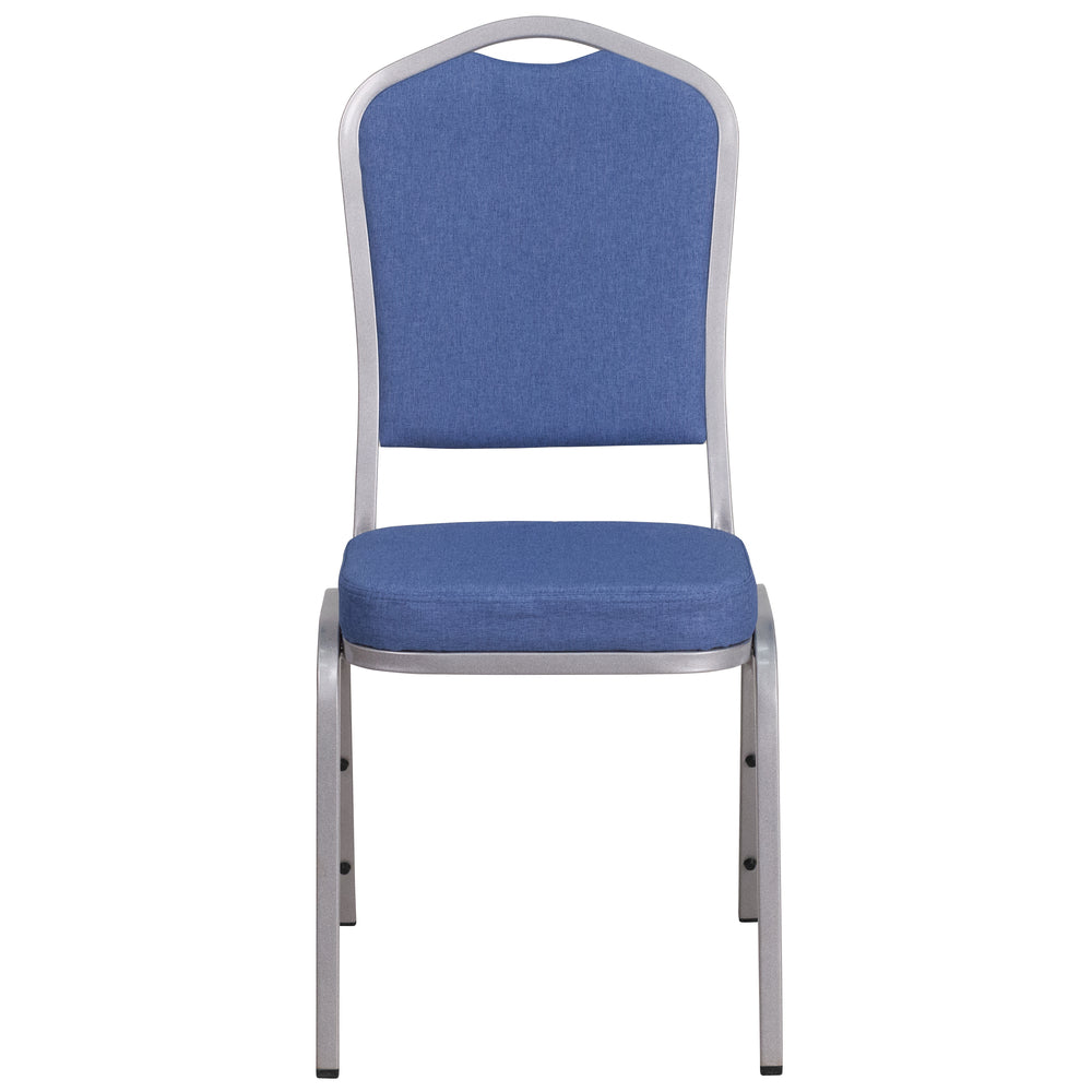 Image of Flash Furniture HERCULES Series Crown Back Stacking Banquet Chairs with Silver Frame - Blue - 4 Pack