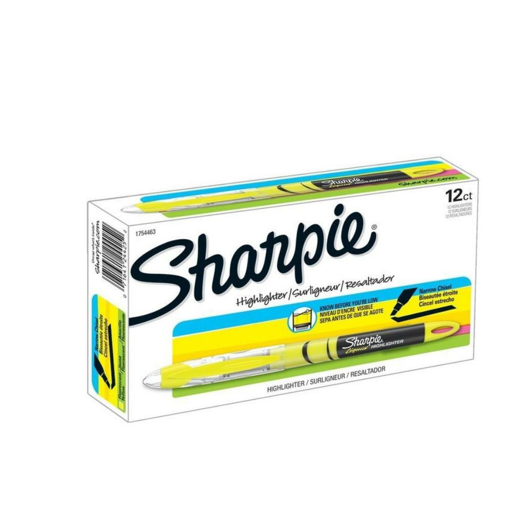 Image of Sharpie Liquid Chisel Tip Pen-Style Highlighters - Yellow - 12 Pack