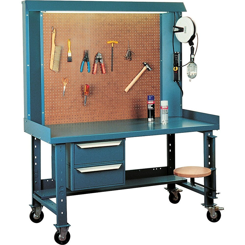 Image of Kleton Maxi-Bench Workstation, 30" x 60" x 70", Steel/Wood, Blue