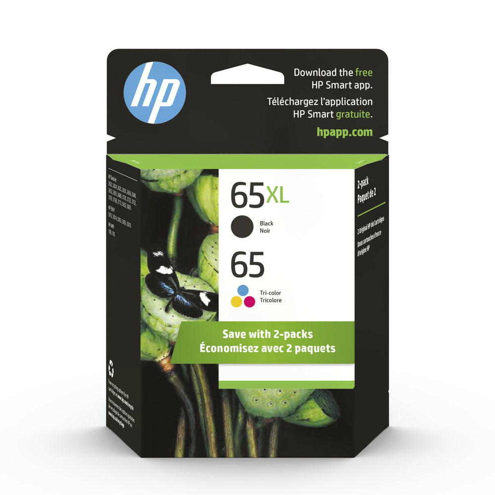 Image of HP 65XL Black and Standard Tri-Color Ink Cartridges (6ZD95AN)