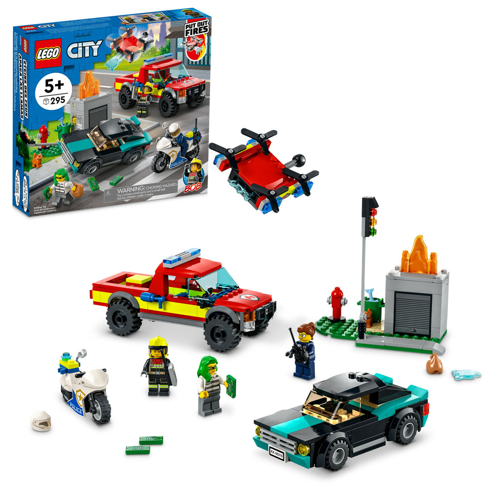Image of LEGO City Fire Rescue & Police Chase Building Kit - 295 Pieces