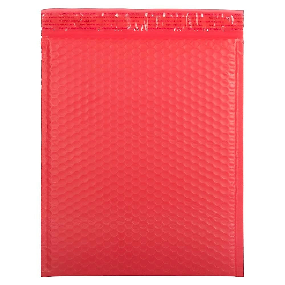 Image of JAM Paper Bubble Mailers with Peel and Seal Closure, 12 x 15.5, Red Matte, 12 Pack (31406017)