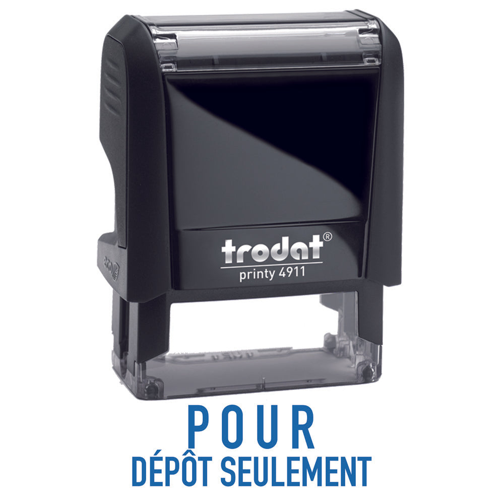 Image of Trodat Printy "POUR DEPOT SEULEMENT" Blue Ink Self-Inking Stamp 4911