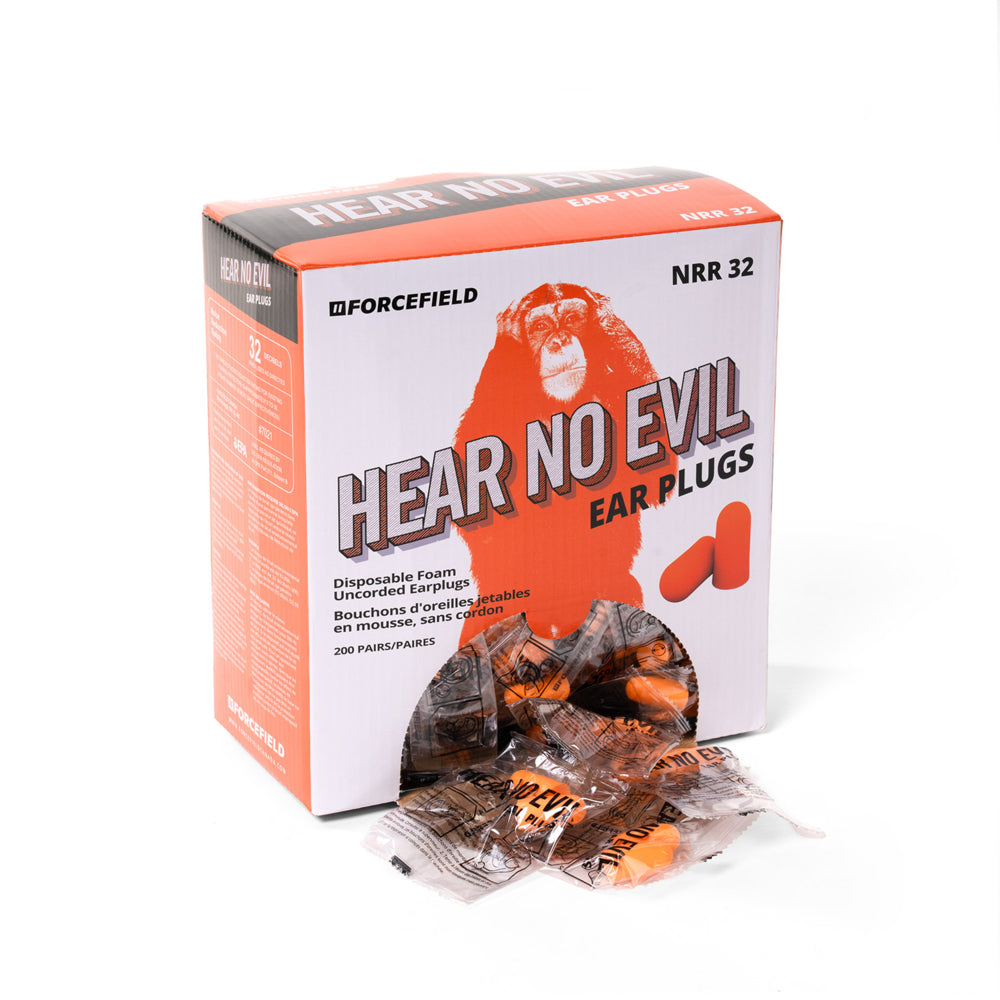 Image of Forcefield "Hear No Evil" 32db Disposable Foam Uncorded Ear Plugs - 200 Pack