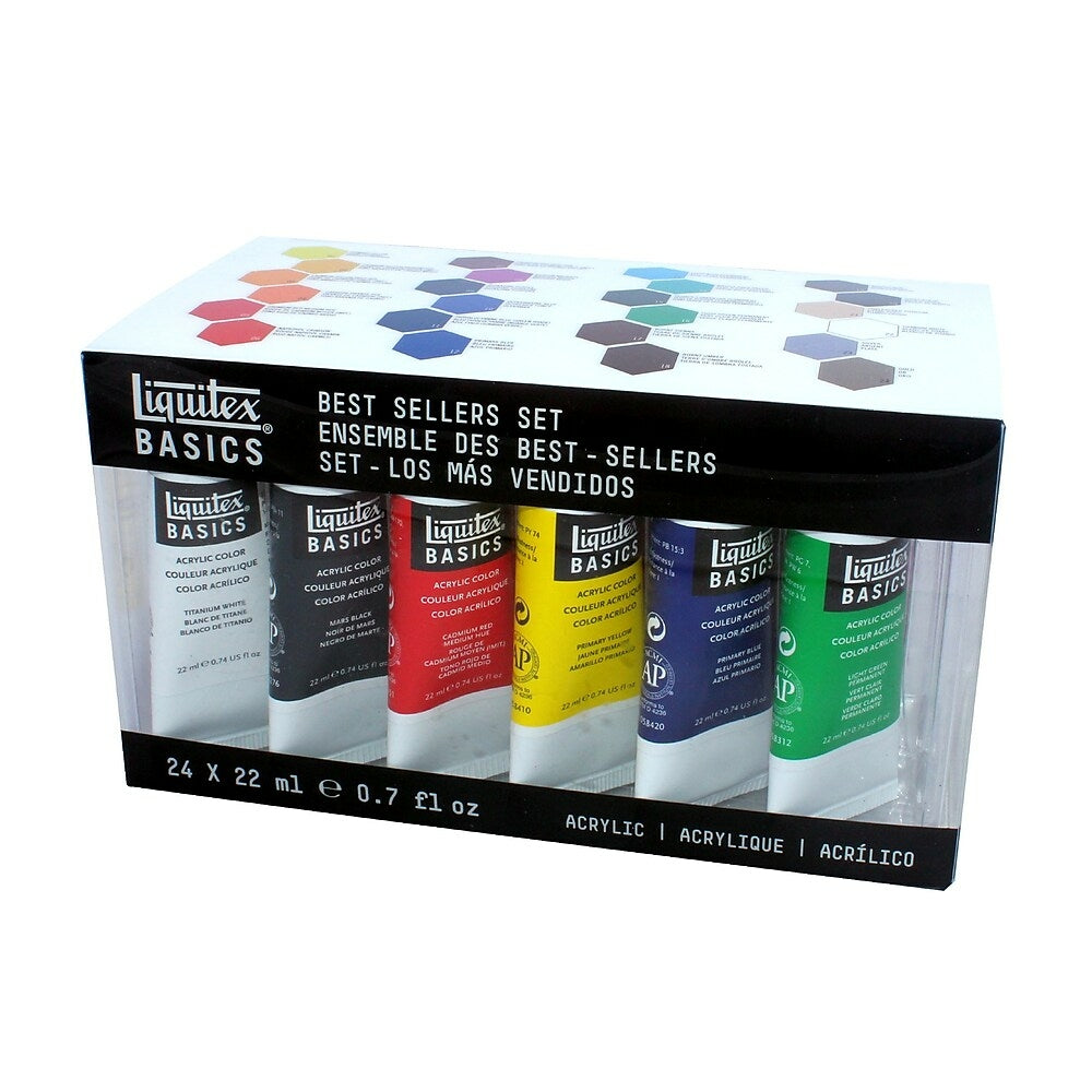 Image of Liquitex Basics Acrylic Paint 3699328 Acrylic Tube Set, 22mL x 24, 24/Pack