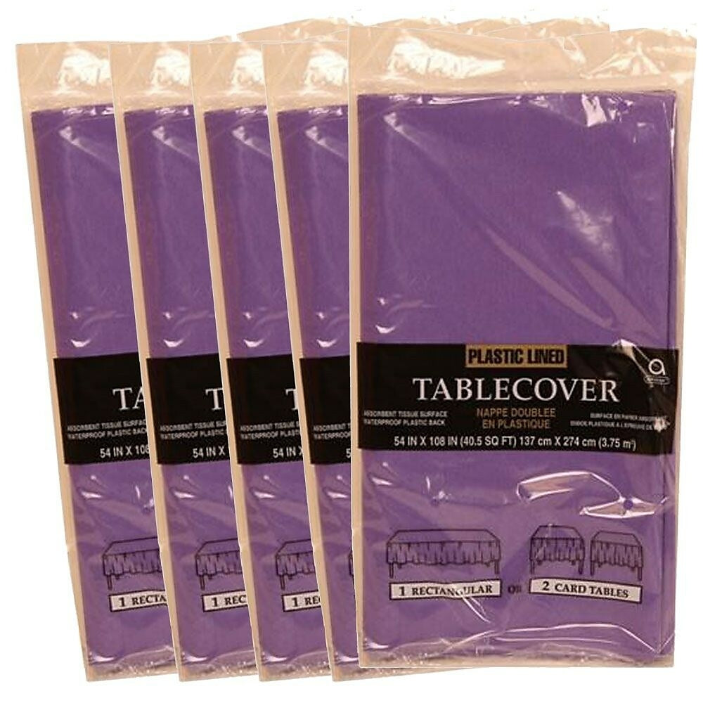 Image of JAM Paper Paper Table Covers, Purple Table Cloths, 5 Pack