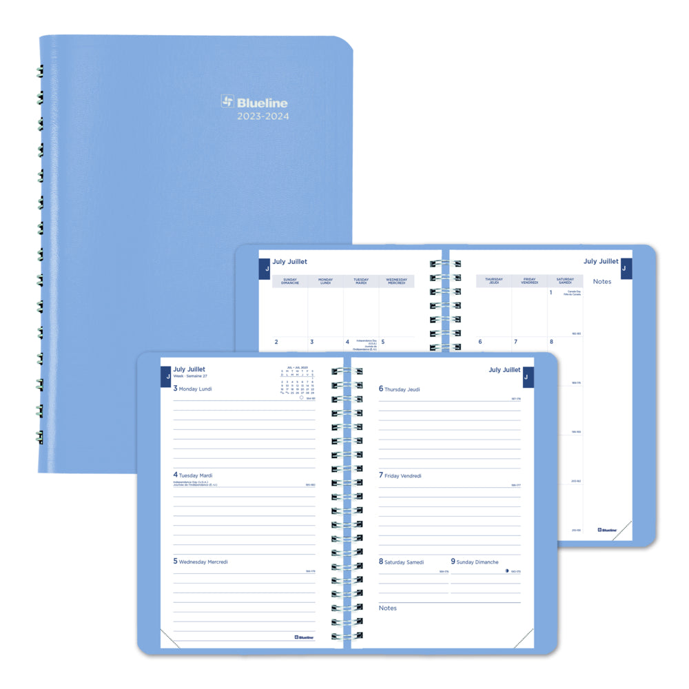 Image of Blueline 2023-2024 Academic Weekly/Monthly Planner - 8" H x 5" W - Blue - Bilingual