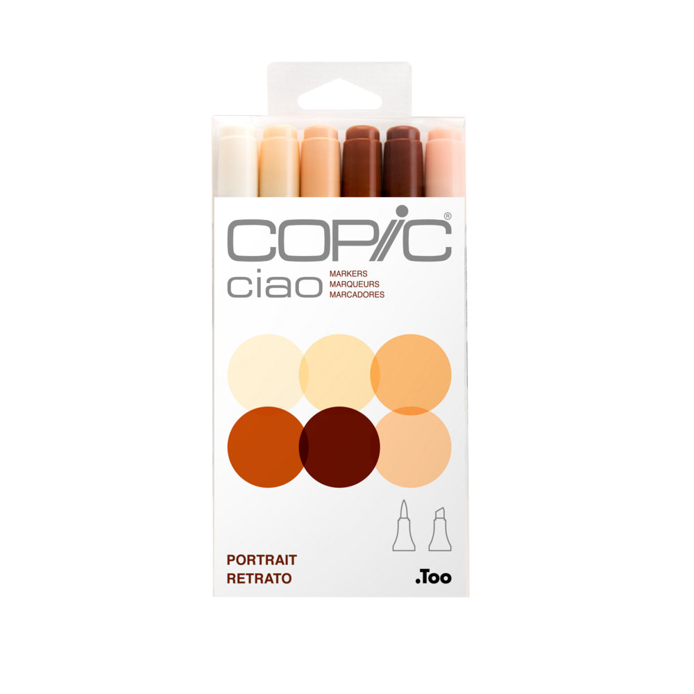 Image of Copic Ciao Dual Tipped Ink Markers - Portrait Colors - Set of 6, Assorted