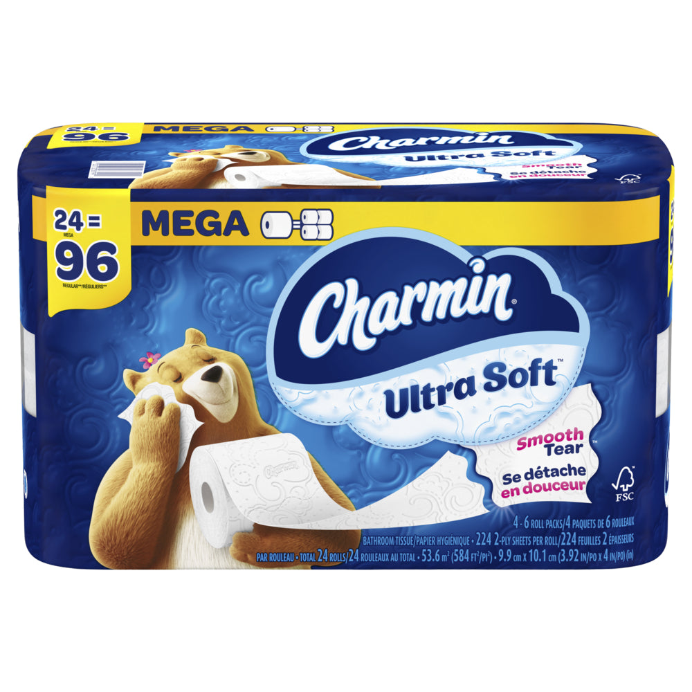 Image of Charmin Ultra Soft Toilet Paper - 24 Mega Rolls of 224 Sheets Per Roll, 24 Pack