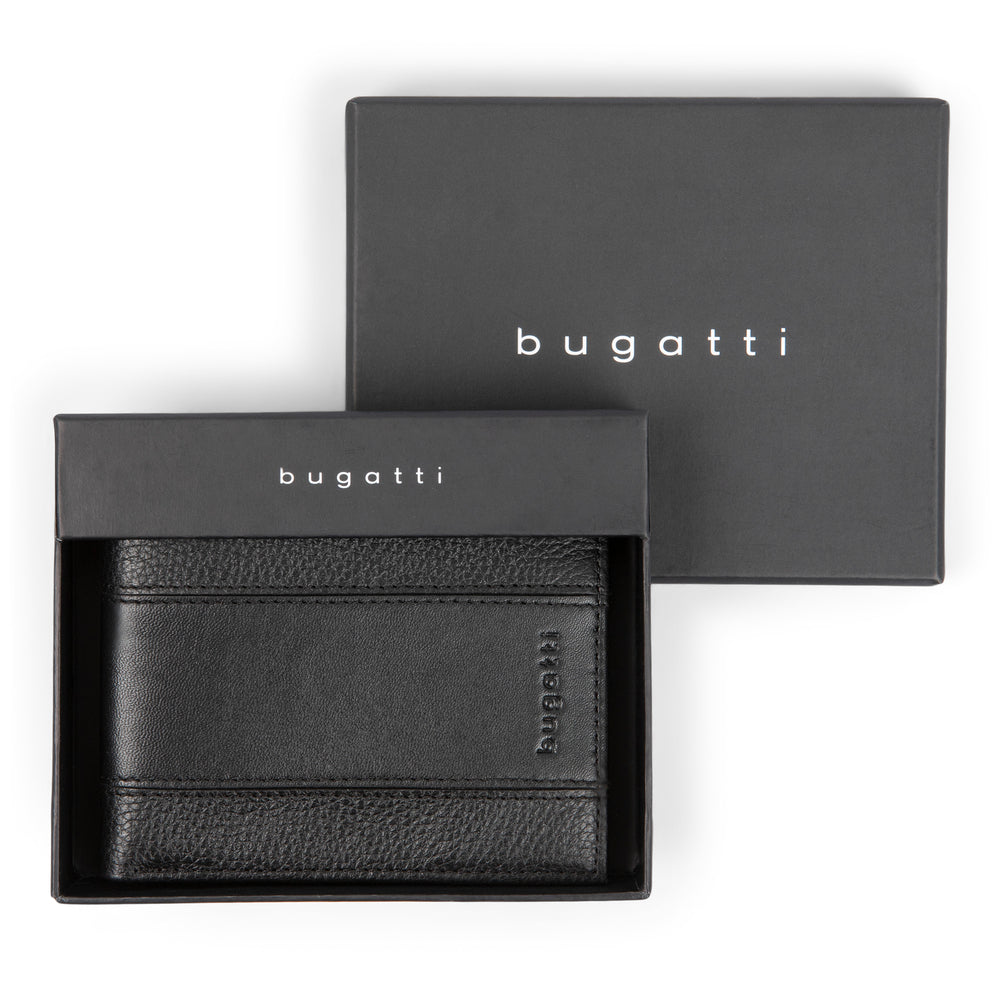 Image of Bugatti Opposites Attract Slim Wallet - Leather - Black (MWL2255BU-BLACK)