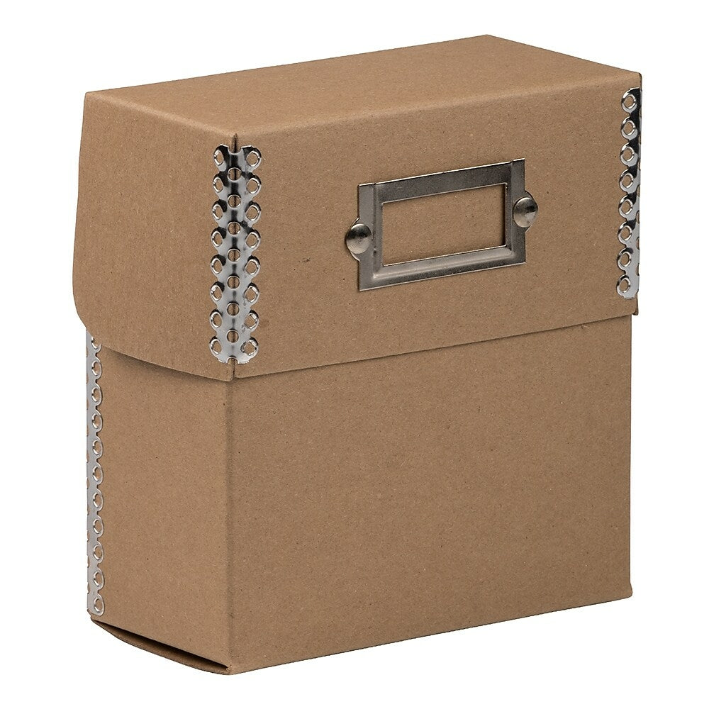 Image of JAM Paper CD Box, 5 x 5.5 x 2.5, Brown Kraft with Metal Edge