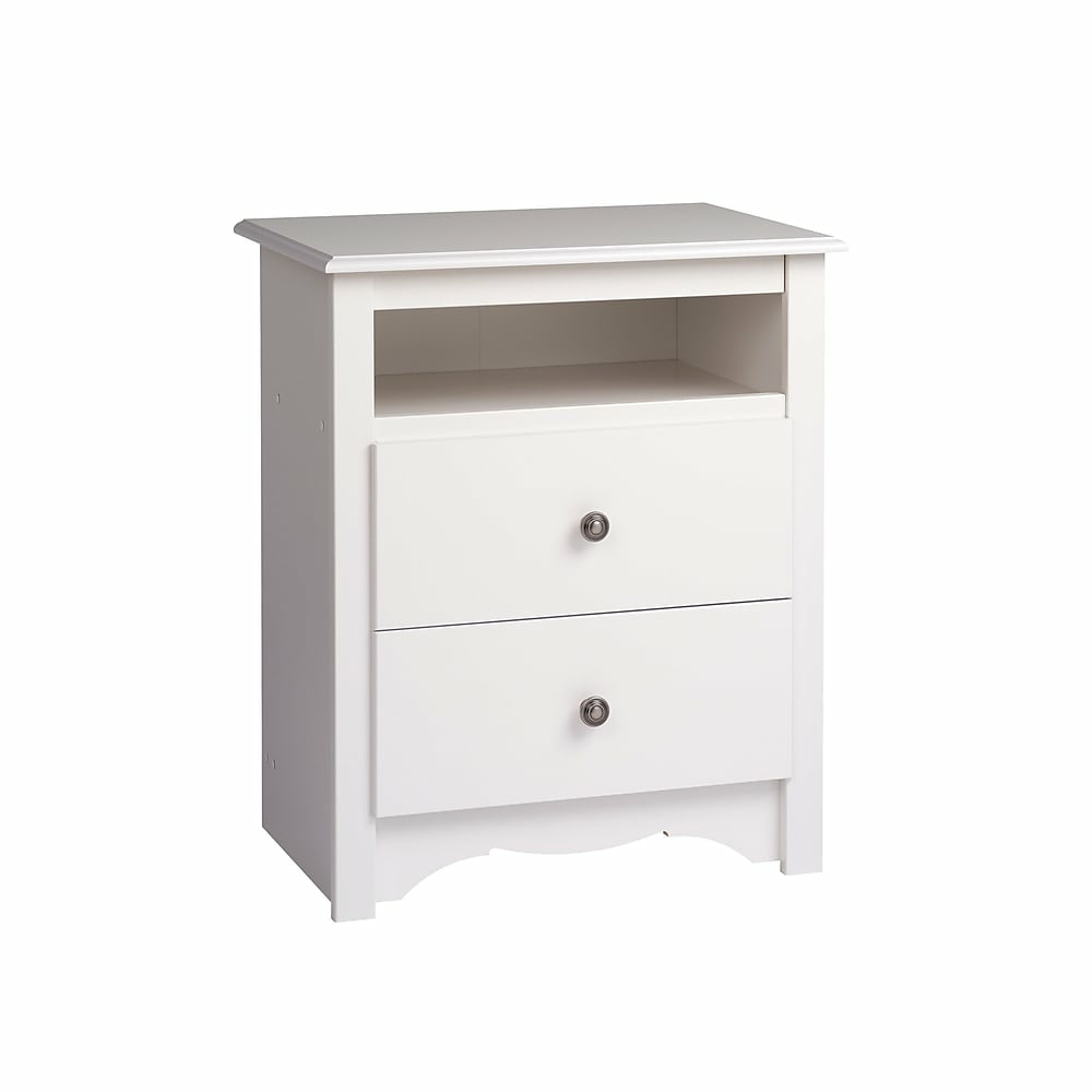 Image of Prepac Monterey Tall 2 Drawer Nightstand With Open Shelf - White