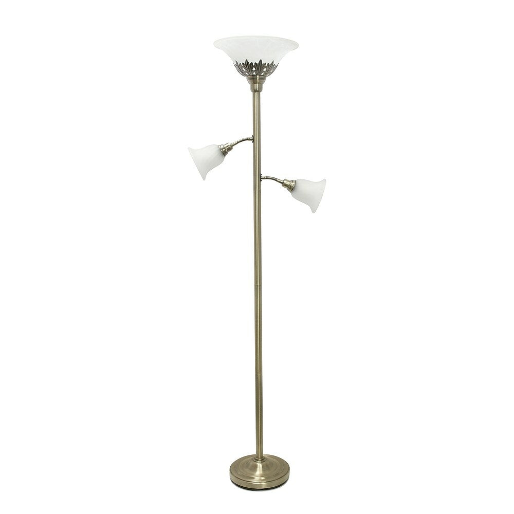 Image of Elegant Designs 3 Light Floor Lamp, Scalloped Glass Shades, Antique Brass (LF2002-ABS)