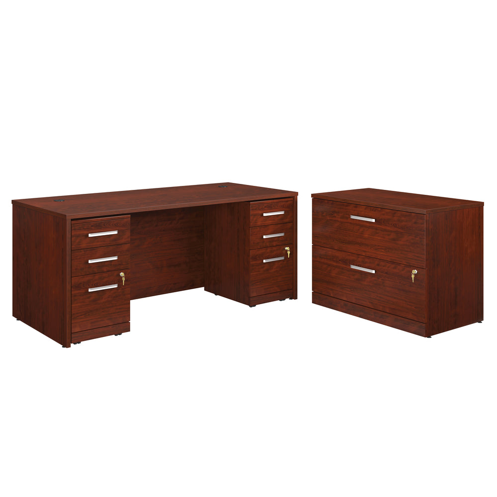 Image of Sauder Affirm 2-File Double Ped Desk - Classic Cherry (430207)