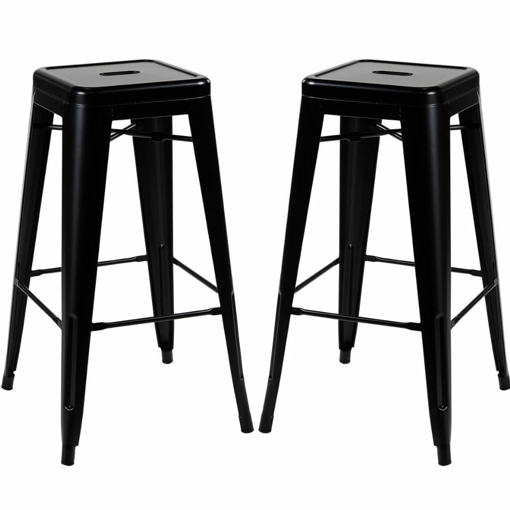 Image of Plata Decor Tolix 30"H Stool - Black - 2 Pack