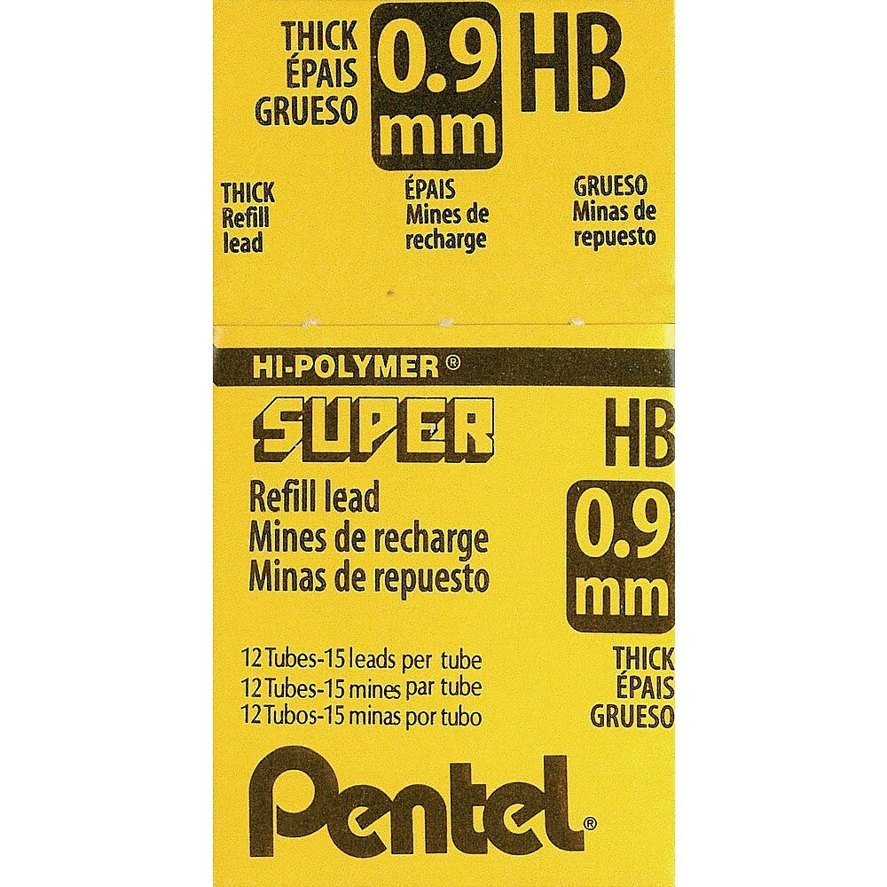 Image of Pentel Mechanical Pencil Lead Refills, 0.9mm HB, 12-Pack, 12 Pack