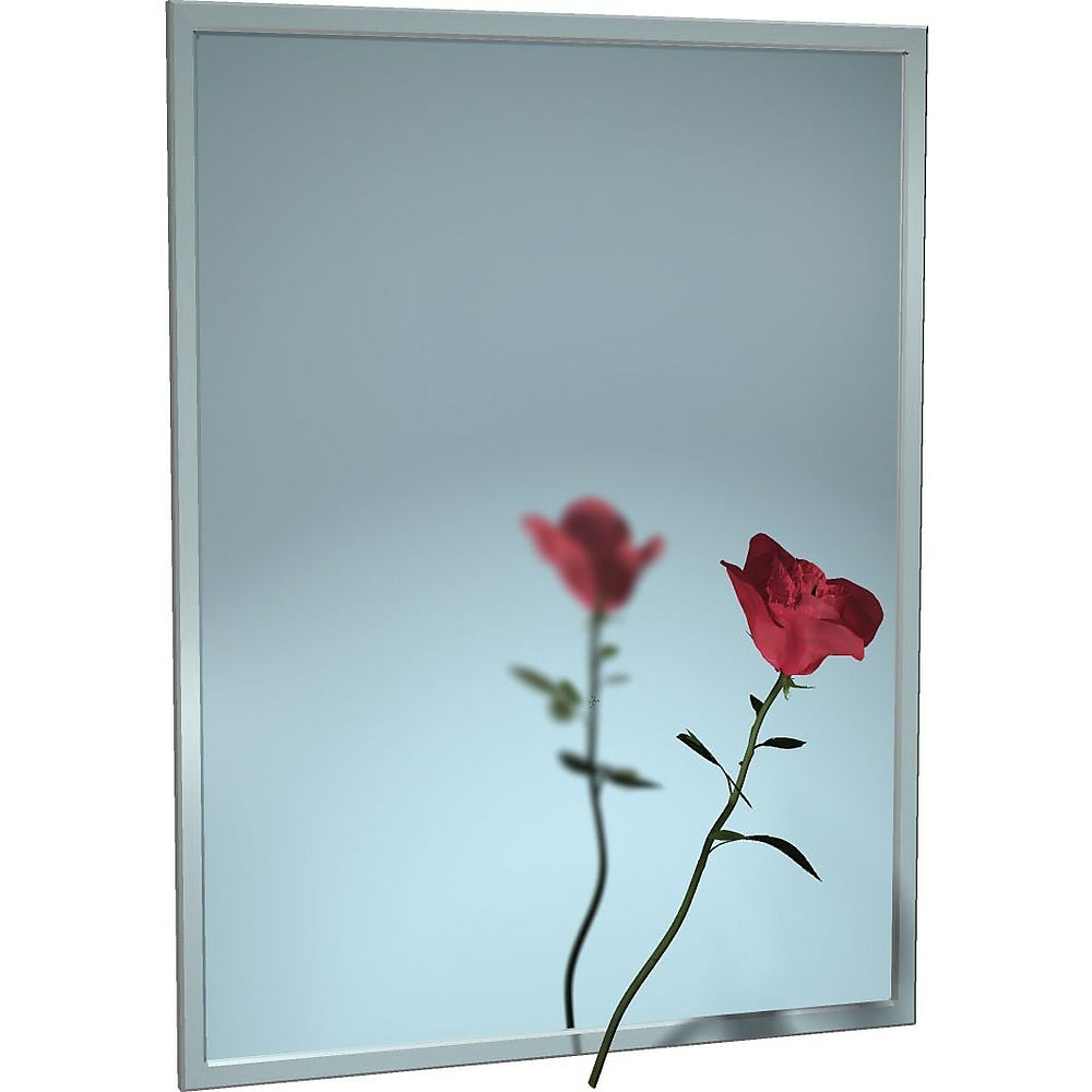 Image of ASI Stainless Steel Channel Lock Frame Mirror, 24" x 26", Plate Glass, Grey