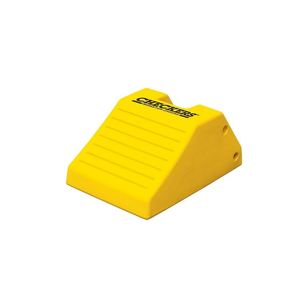 Image of Checkers Industrial Products Heavy-Duty Polyurethane Wheel Chocks, Max Tire Diameter: 142", Depth: 21-9/10", Height: 10-3/5"