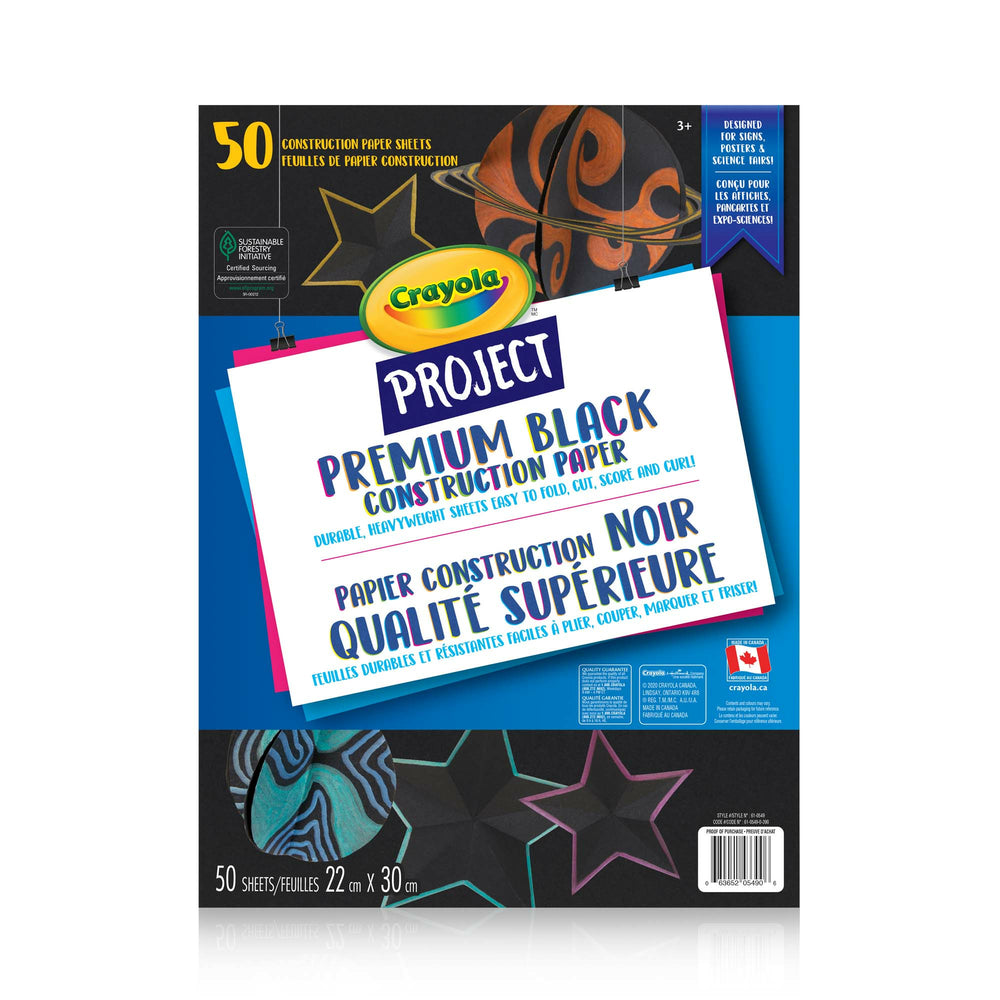 Image of Crayola Project Premium Construction Paper - Black - 50 Sheets