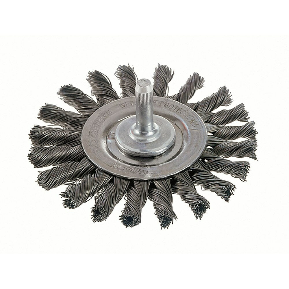 Image of Osborn Knot Wire Wheel Brushes - Standard Twist Knot With 1/4" Shank, 4" Dia., 0.014" Fill, Steel - 3 Pack