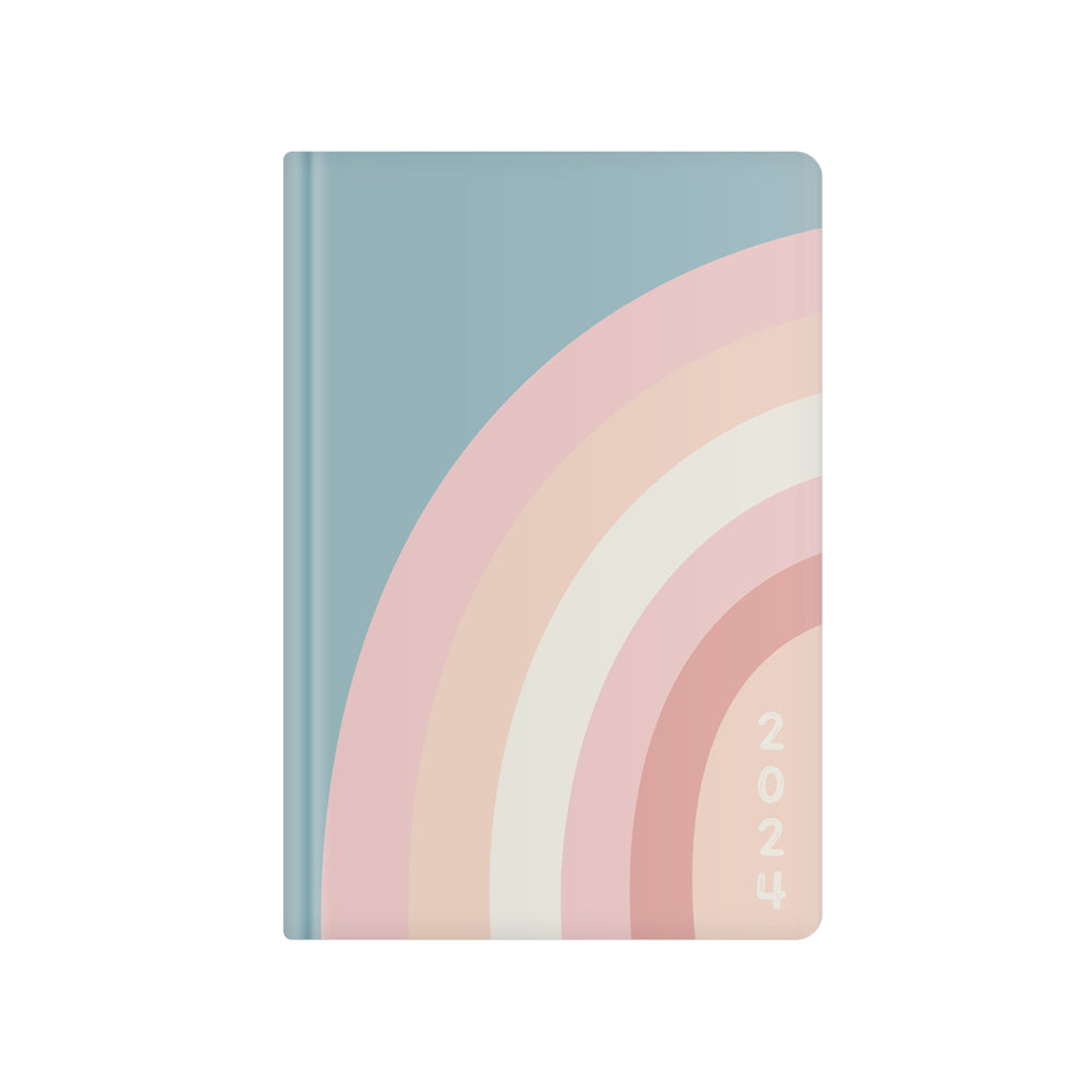 Image of Pierre Belvedere January to December 2024 Annual Weekly Planner - 6.75" W x 9.5" H - Pastel Rainbow, Blue